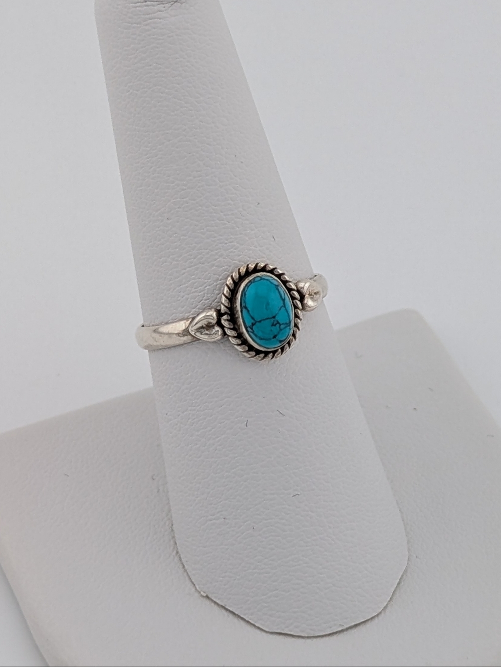 Sterling Turquoise Colored Gemstone Ring 8 - Dainty 925 Everyday Silver